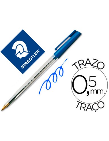 Boligrafo staedtler stick azul con capuchon