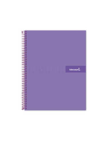 Cuaderno espiral liderpapel a5 micro crafty tapa forrada 120h 90 gr cuadro 5mm 5 bandas6 taladros color violeta