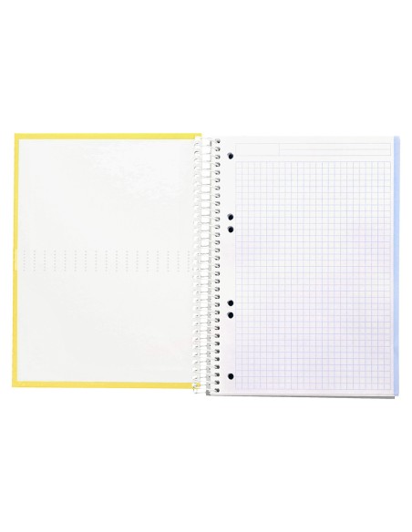 Cuaderno espiral liderpapel a5 micro crafty tapa forrada 120h 90 gr cuadro 5mm 5 bandas6 taladros color amarillo
