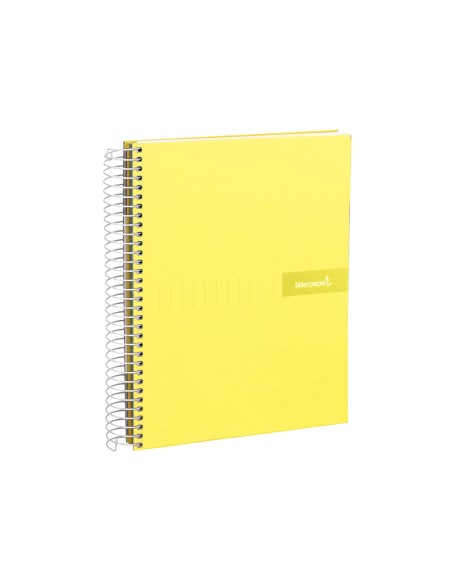 Cuaderno espiral liderpapel a5 micro crafty tapa forrada 120h 90 gr cuadro 5mm 5 bandas6 taladros color amarillo