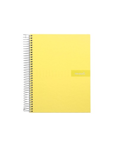 Cuaderno espiral liderpapel a5 micro crafty tapa forrada 120h 90 gr cuadro 5mm 5 bandas6 taladros color amarillo