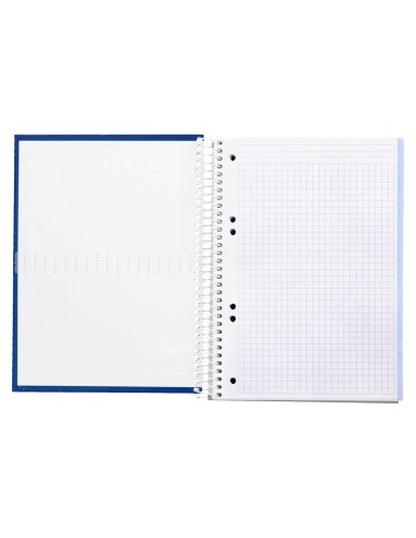 Cuaderno espiral liderpapel a5 micro crafty tapa forrada 120h 90 gr cuadro 5mm 5 bandas6 taladros color azul