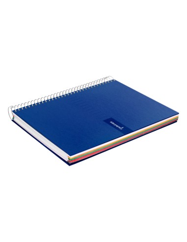 Cuaderno espiral liderpapel a5 micro crafty tapa forrada 120h 90 gr cuadro 5mm 5 bandas6 taladros color azul