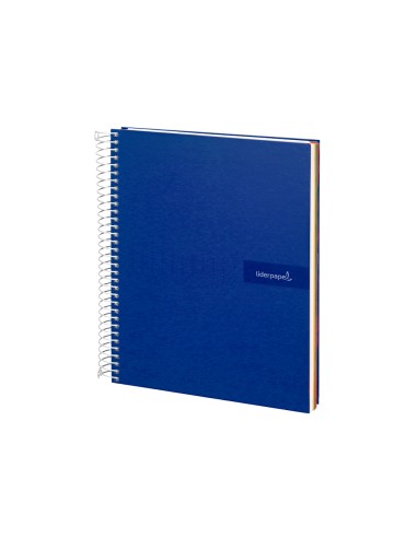 Cuaderno espiral liderpapel a5 micro crafty tapa forrada 120h 90 gr cuadro 5mm 5 bandas6 taladros color azul