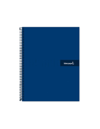 Cuaderno espiral liderpapel a5 micro crafty tapa forrada 120h 90 gr cuadro 5mm 5 bandas6 taladros color azul