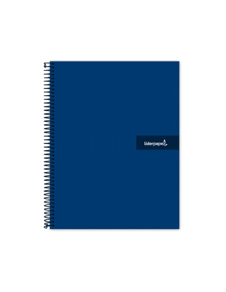 Cuaderno espiral liderpapel a5 micro crafty tapa forrada 120h 90 gr cuadro 5mm 5 bandas6 taladros color azul