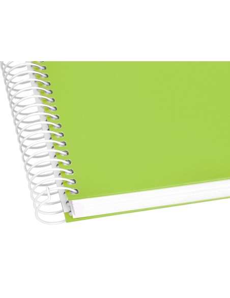 Cuaderno espiral liderpapel a5 micro crafty tapa forrada 120h 90 gr cuadro 5mm 5 bandas6 taladros color verde