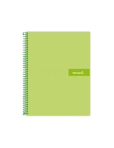 Cuaderno espiral liderpapel a5 micro crafty tapa forrada 120h 90 gr cuadro 5mm 5 bandas6 taladros color verde