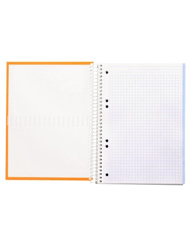 Cuaderno espiral liderpapel a5 micro crafty tapa forrada 120h 90 gr cuadro 5mm 5 bandas6 taladros color naranja