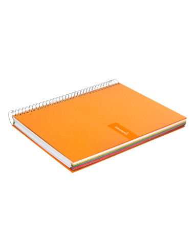 Cuaderno espiral liderpapel a5 micro crafty tapa forrada 120h 90 gr cuadro 5mm 5 bandas6 taladros color naranja