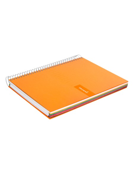 Cuaderno espiral liderpapel a5 micro crafty tapa forrada 120h 90 gr cuadro 5mm 5 bandas6 taladros color naranja