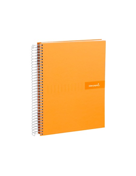 Cuaderno espiral liderpapel a5 micro crafty tapa forrada 120h 90 gr cuadro 5mm 5 bandas6 taladros color naranja