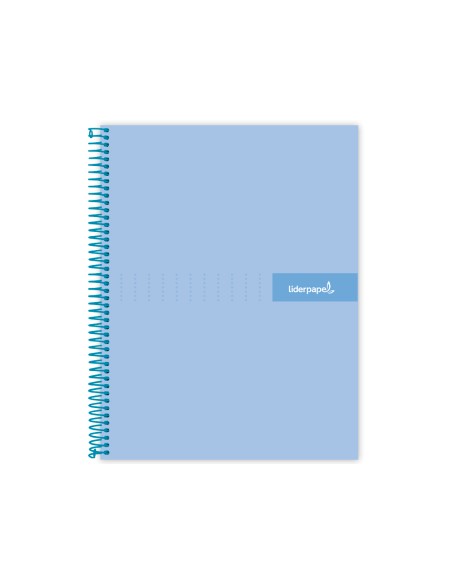 Cuaderno espiral liderpapel a5 micro crafty tapa forrada 120h 90 gr cuadro 5mm 5 bandas6 taladros color celeste