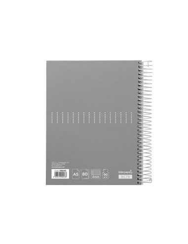 Cuaderno espiral liderpapel a5 crafty tapa forrada 80h 90 gr cuadro 4 mm con margen colores surtidos