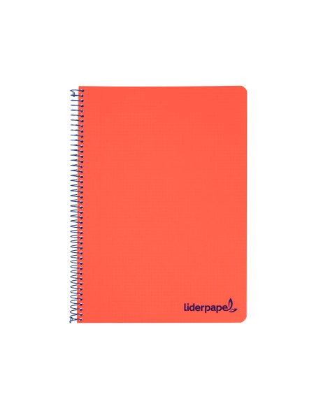 Cuaderno espiral liderpapel a5 micro wonder tapa plastico 120h 90g cuadro 5mm 5 bandas 6 taladros color rojo