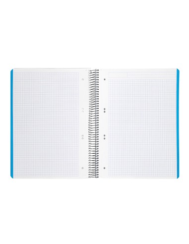 Cuaderno espiral liderpapel a5 micro wonder tapa plastico 120h 90g cuadro 5mm 5 bandas 6 taladros color gris