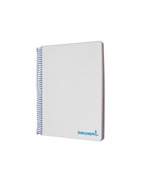 Cuaderno espiral liderpapel a5 micro wonder tapa plastico 120h 90g cuadro 5mm 5 bandas 6 taladros color gris