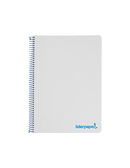 Cuaderno espiral liderpapel a5 micro wonder tapa plastico 120h 90g cuadro 5mm 5 bandas 6 taladros color gris