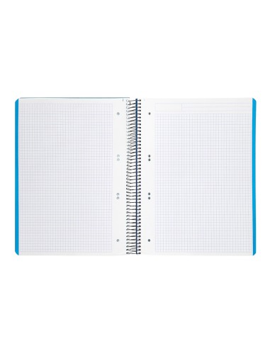 Cuaderno espiral liderpapel a5 micro wonder tapa plastico 120h 90g cuadro 5mm 5 bandas 6 taladros color azul marino