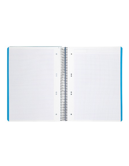 Cuaderno espiral liderpapel a5 micro wonder tapa plastico 120h 90g cuadro 5mm 5 bandas 6 taladros color azul marino
