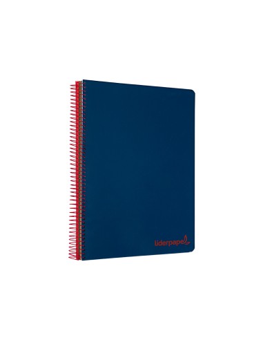 Cuaderno espiral liderpapel a5 micro wonder tapa plastico 120h 90g cuadro 5mm 5 bandas 6 taladros color azul marino