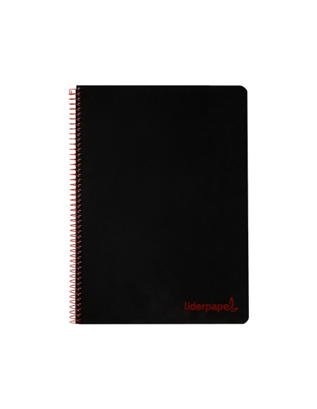 Cuaderno espiral liderpapel a5 micro wonder tapa plastico 120h 90g cuadro 5mm 5 bandas 6 taladros color negro