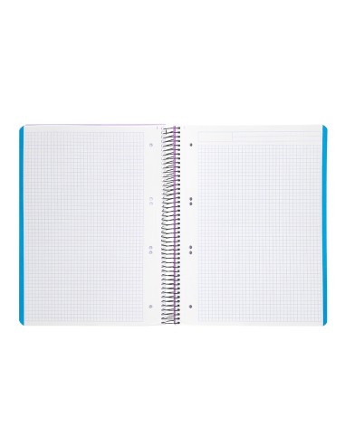 Cuaderno espiral liderpapel a5 micro wonder tapa plastico 120h 90g cuadro 5mm 5 bandas 6 taladros color violeta