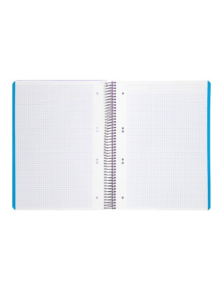 Cuaderno espiral liderpapel a5 micro wonder tapa plastico 120h 90g cuadro 5mm 5 bandas 6 taladros color violeta