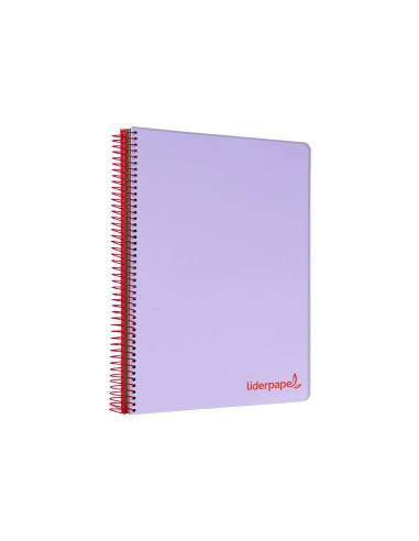 Cuaderno espiral liderpapel a5 micro wonder tapa plastico 120h 90g cuadro 5mm 5 bandas 6 taladros color violeta