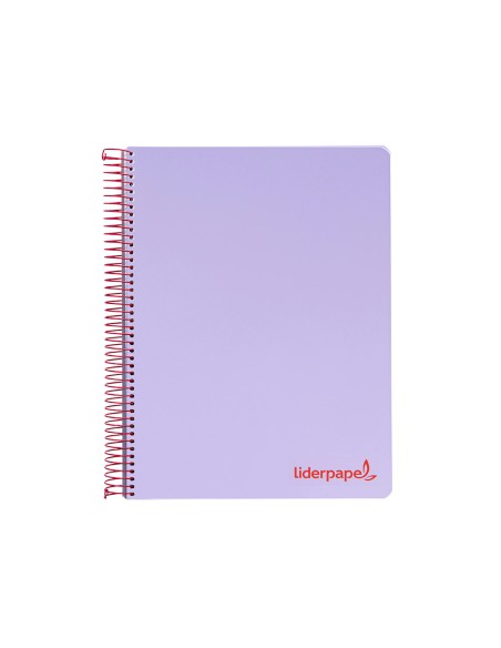 Cuaderno espiral liderpapel a5 micro wonder tapa plastico 120h 90g cuadro 5mm 5 bandas 6 taladros color violeta