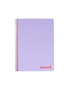 Cuaderno espiral liderpapel a5 micro wonder tapa plastico 120h 90g cuadro 5mm 5 bandas 6 taladros color violeta