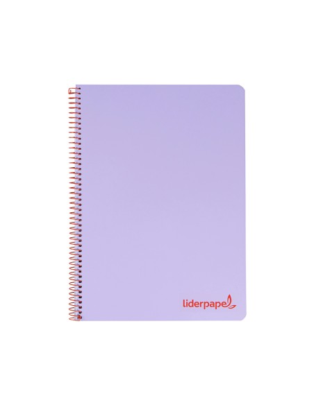 Cuaderno espiral liderpapel a5 micro wonder tapa plastico 120h 90g cuadro 5mm 5 bandas 6 taladros color violeta