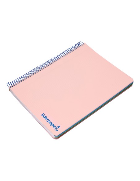 Cuaderno espiral liderpapel a5 micro wonder tapa plastico 120h 90g cuadro 5mm 5 bandas 6 taladros color rosa