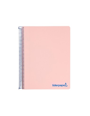 Cuaderno espiral liderpapel a5 micro wonder tapa plastico 120h 90g cuadro 5mm 5 bandas 6 taladros color rosa