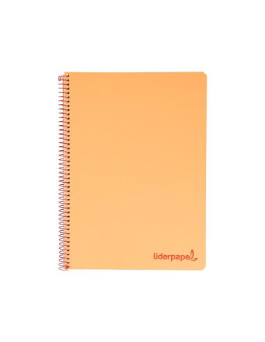 Cuaderno espiral liderpapel a5 micro wonder tapa plastico 120h 90g cuadro 5mm 5 bandas 6 taladros color naranja