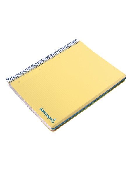 Cuaderno espiral liderpapel a5 micro wonder tapa plastico 120h 90g cuadro 5mm 5 bandas 6 taladros color amarillo