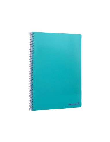 Cuaderno espiral liderpapel folio smart tapa blanda 80h 60gr cuadro 4mm con margen color turquesa