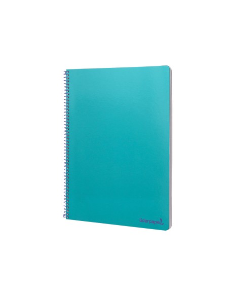Cuaderno espiral liderpapel folio smart tapa blanda 80h 60gr cuadro 4mm con margen color turquesa
