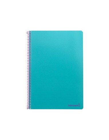 Cuaderno espiral liderpapel folio smart tapa blanda 80h 60gr cuadro 4mm con margen color turquesa