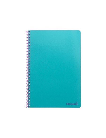 Cuaderno espiral liderpapel folio smart tapa blanda 80h 60gr cuadro 4mm con margen color turquesa
