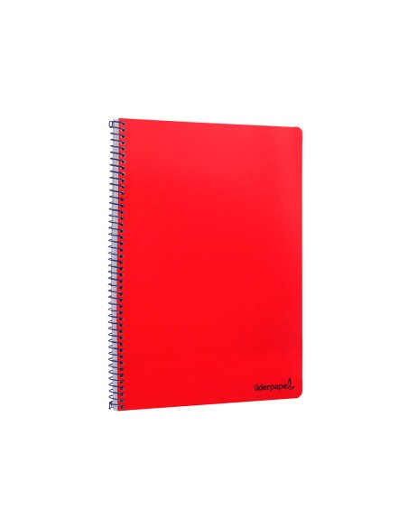 Cuaderno espiral liderpapel folio smart tapa blanda 80h 60gr cuadro 4mm con margen color rojo