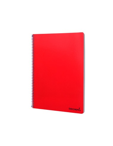 Cuaderno espiral liderpapel folio smart tapa blanda 80h 60gr cuadro 4mm con margen color rojo