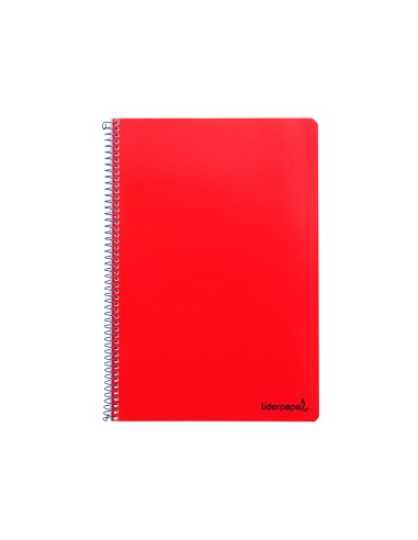 Cuaderno espiral liderpapel folio smart tapa blanda 80h 60gr cuadro 4mm con margen color rojo