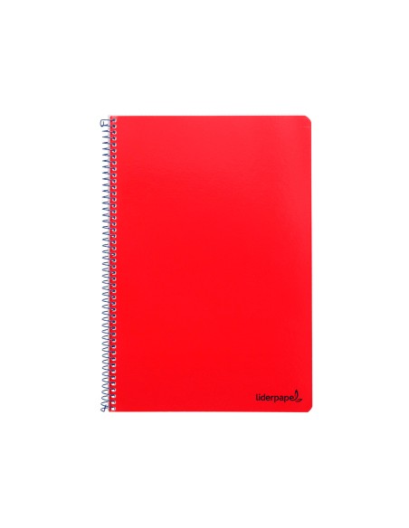 Cuaderno espiral liderpapel folio smart tapa blanda 80h 60gr cuadro 4mm con margen color rojo