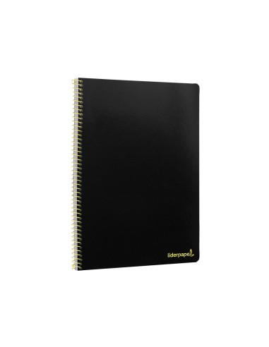 Cuaderno espiral liderpapel folio smart tapa blanda 80h 60gr cuadro 4mm con margen color negro