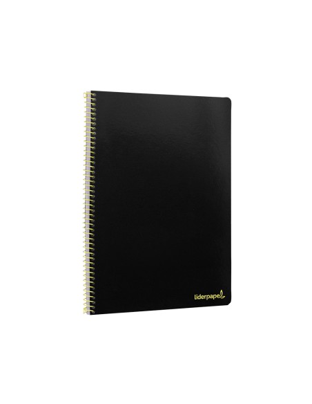 Cuaderno espiral liderpapel folio smart tapa blanda 80h 60gr cuadro 4mm con margen color negro