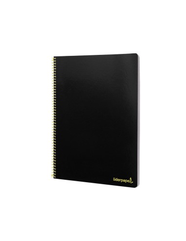 Cuaderno espiral liderpapel folio smart tapa blanda 80h 60gr cuadro 4mm con margen color negro