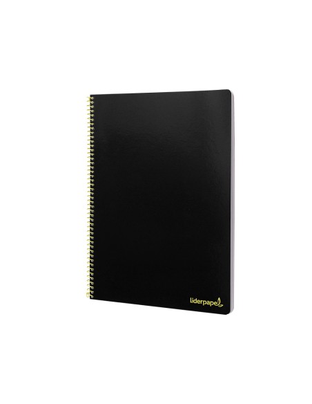 Cuaderno espiral liderpapel folio smart tapa blanda 80h 60gr cuadro 4mm con margen color negro