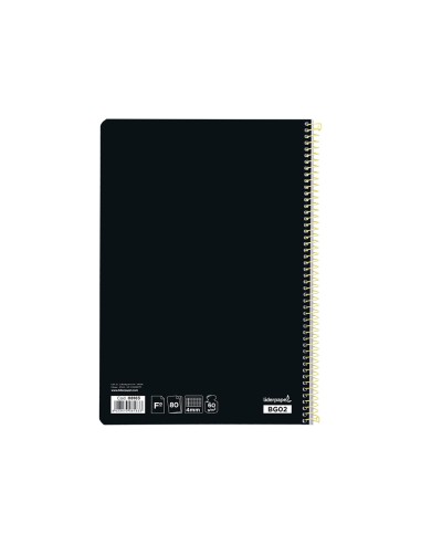 Cuaderno espiral liderpapel folio smart tapa blanda 80h 60gr cuadro 4mm con margen color negro