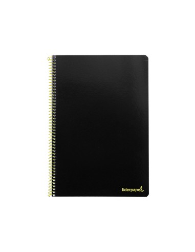 Cuaderno espiral liderpapel folio smart tapa blanda 80h 60gr cuadro 4mm con margen color negro